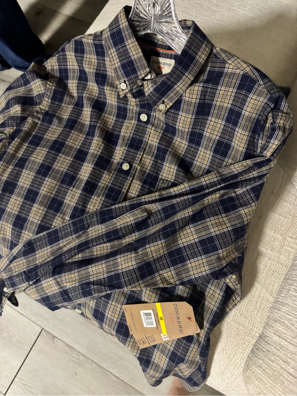 Dockers Navy and Khaki Plaid Button-Down Shirt